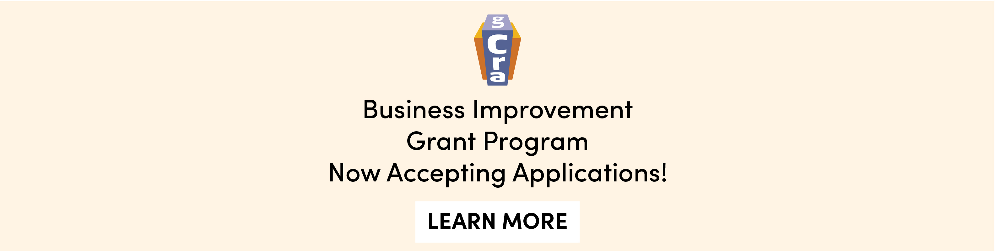 graphic with text: Business Improvement Grant Program Now Accepting Applications