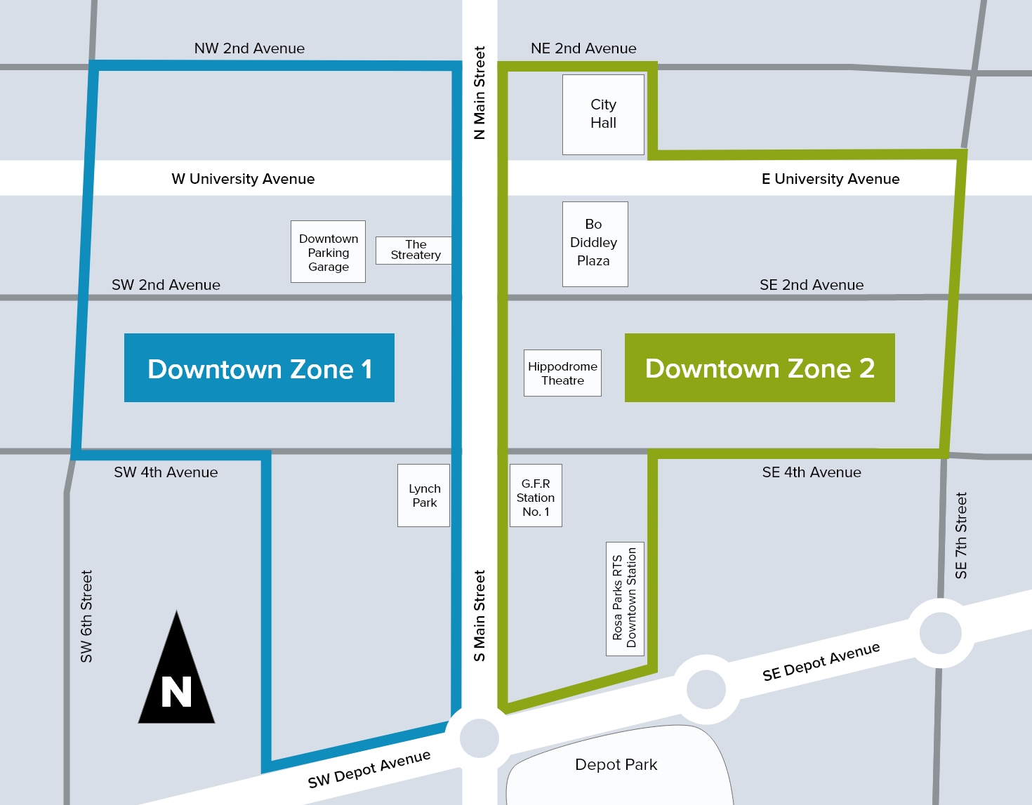 Downtown Gainesville Service Area Map